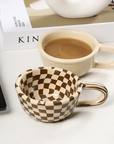 Checkerboard Ceramic Coffee Cup 🖤