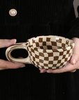 Checkerboard Ceramic Coffee Cup 🖤