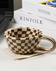 Checkerboard Ceramic Coffee Cup 🖤