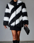 European-American Long Sleeve Fur Coat