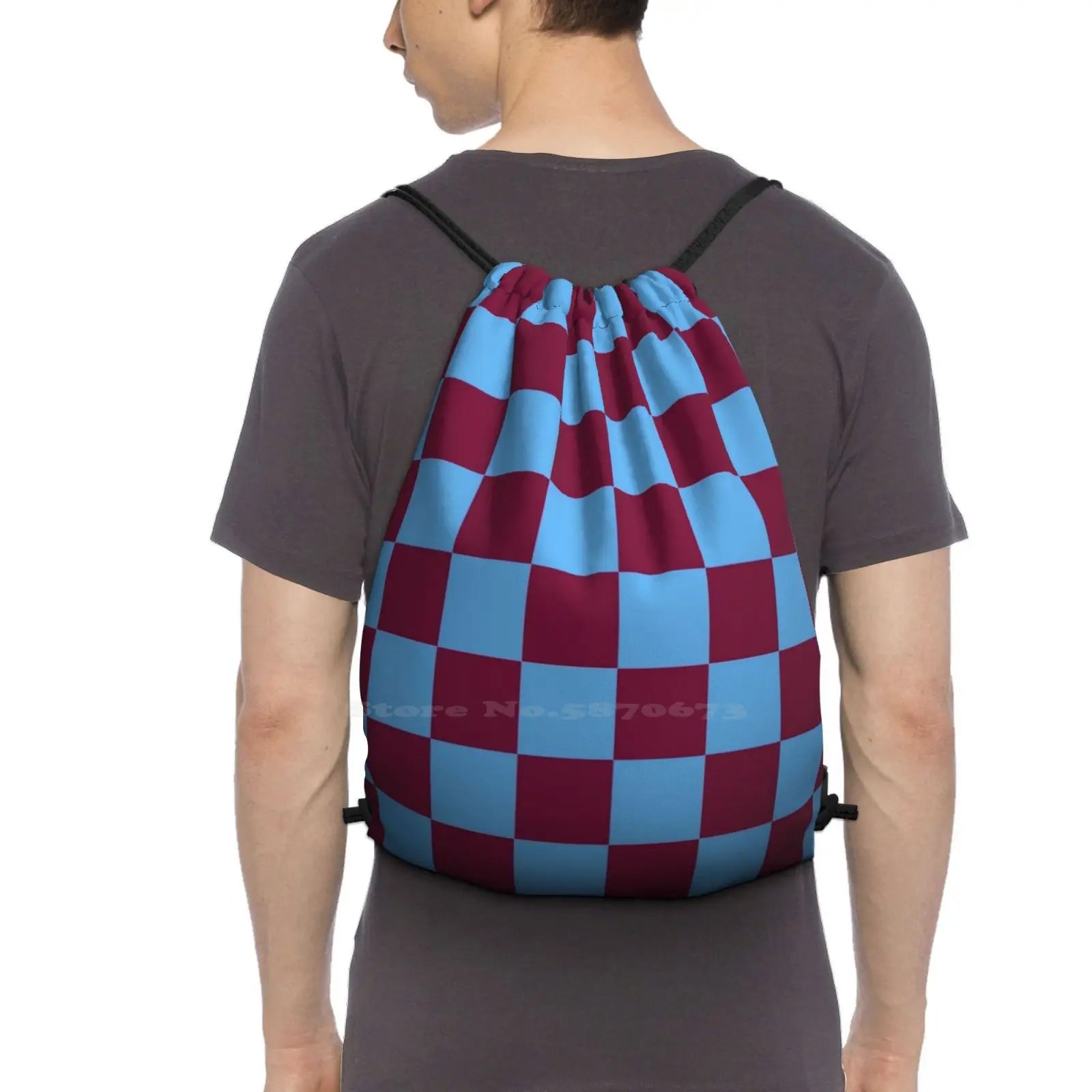 Claret and Blue Checkered Backpack 👜