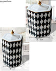 Geometry Grid Ceramic Storage Jar