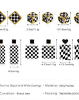 White Black Checkerboard Plaid Drop Earrings