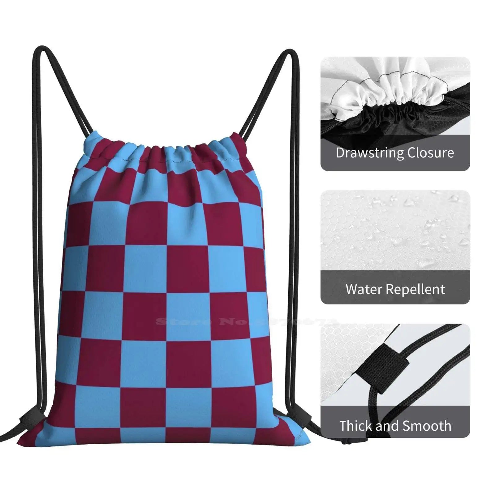 Claret and Blue Checkered Backpack 👜