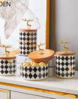 European Golden Deer Ceramic Candy Jar
