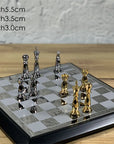 Elegance in Metal and Wood Chess Set