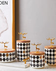 European Golden Deer Ceramic Candy Jar
