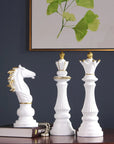Gold-Toned Chess King & Horse Resin Ornaments