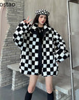 Reversible Checkerboard Plaid Wool Jacket