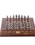 Antique Copper Troy Figures Metal Chess Set