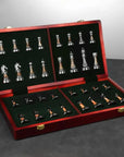 Luxury Wooden Chess Set with Metal Figures