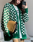 Korean Checkerboard Cardigan 