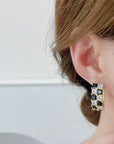 Chic Checkerboard Zircon Hoop Earrings