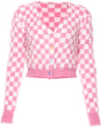Pink and White Check Cardigan