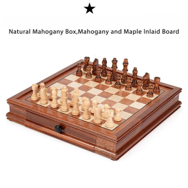 Walnut Magnetic Chess Checkers Set for Travel ✈️