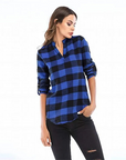 Notch V-Neck Plaid Shirt 👚