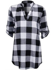 Notch V-Neck Plaid Shirt 👚