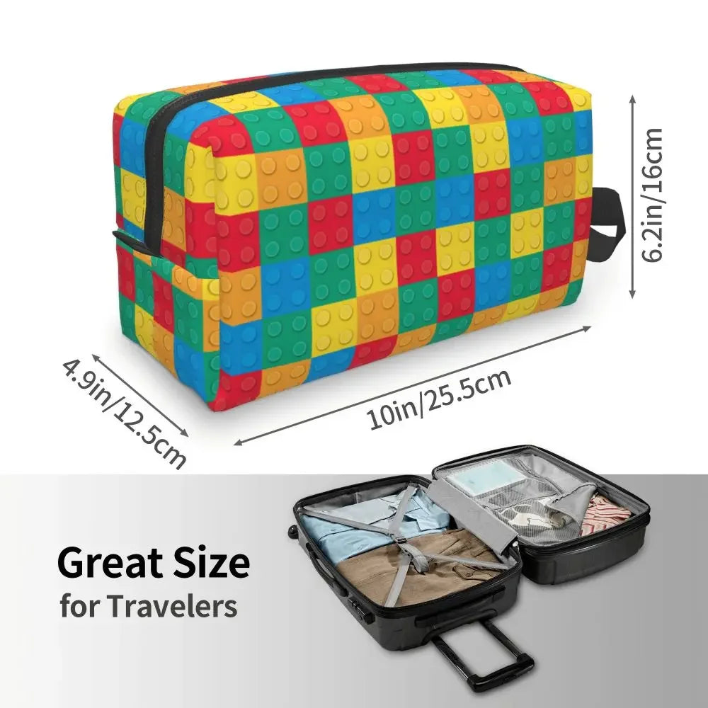 Custom Travel Plastic Toy Block Pattern Toiletry Bag 💄