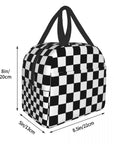 Black And White Checkered Insulated Lunch Bag for Women 🎒