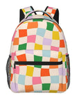 Wavy Colorful Checkerboard Pattern Backpacks for Boys & Girls 👜