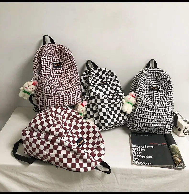 Harajuku Multi-Functional Checkered Backpack 👜