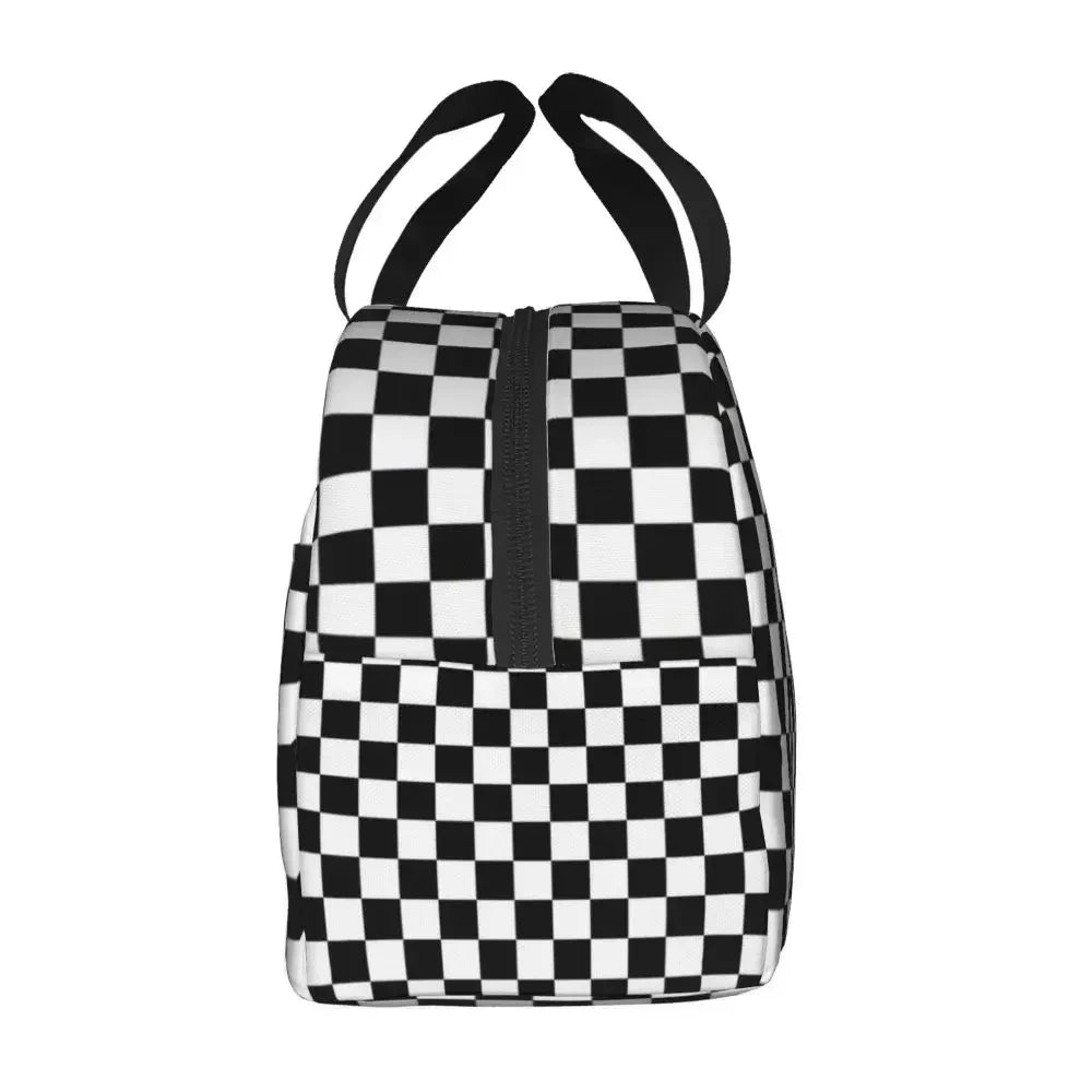 Chequered Flag Black-Min Lunch Bento Bags 👜