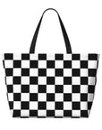 Custom Black and White Check Checkered 👜