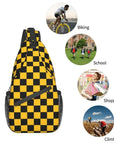 Black and Yellow Checkerboard Pattern Sling Bag for Men 👜