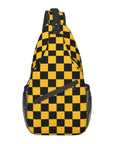 Black and Yellow Checkerboard Pattern Sling Bag for Men 👜