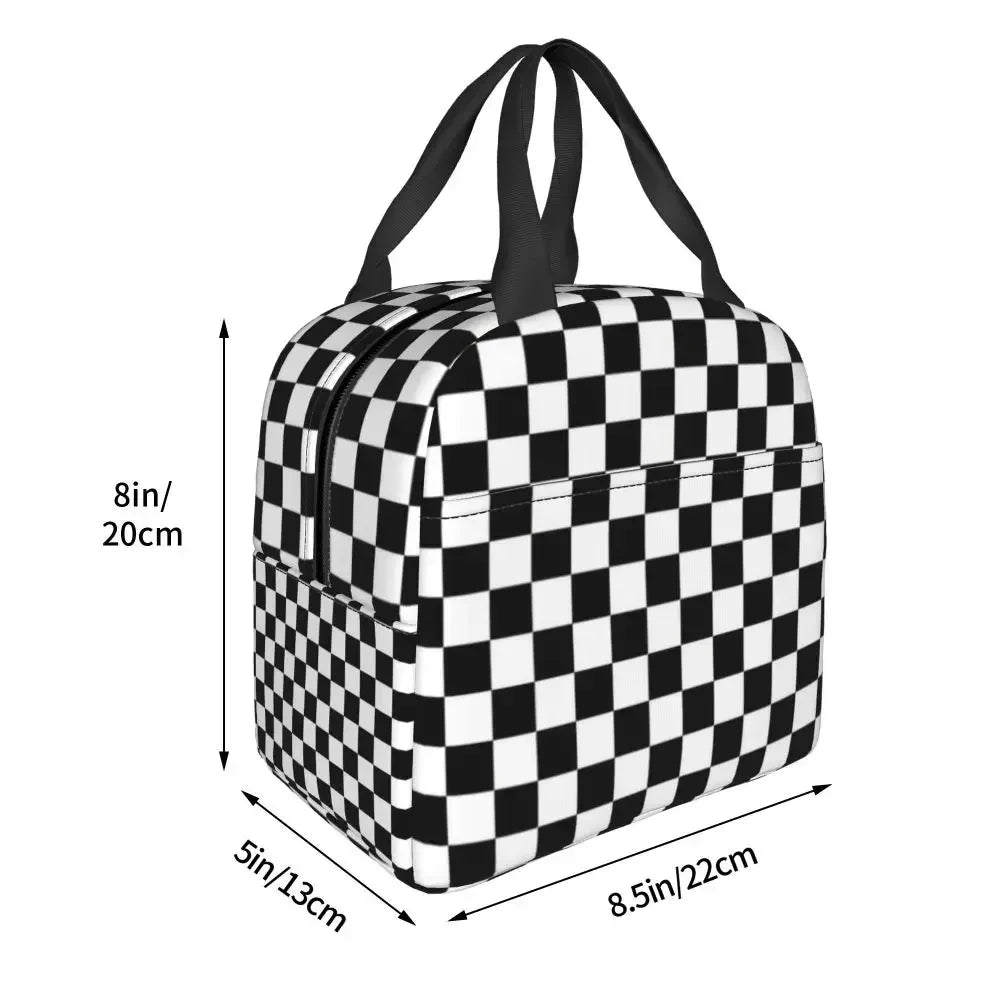 Chequered Flag Black-Min Lunch Bento Bags 👜