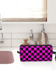 Black And White Checkerboard Pattern Toiletry Bag 💼