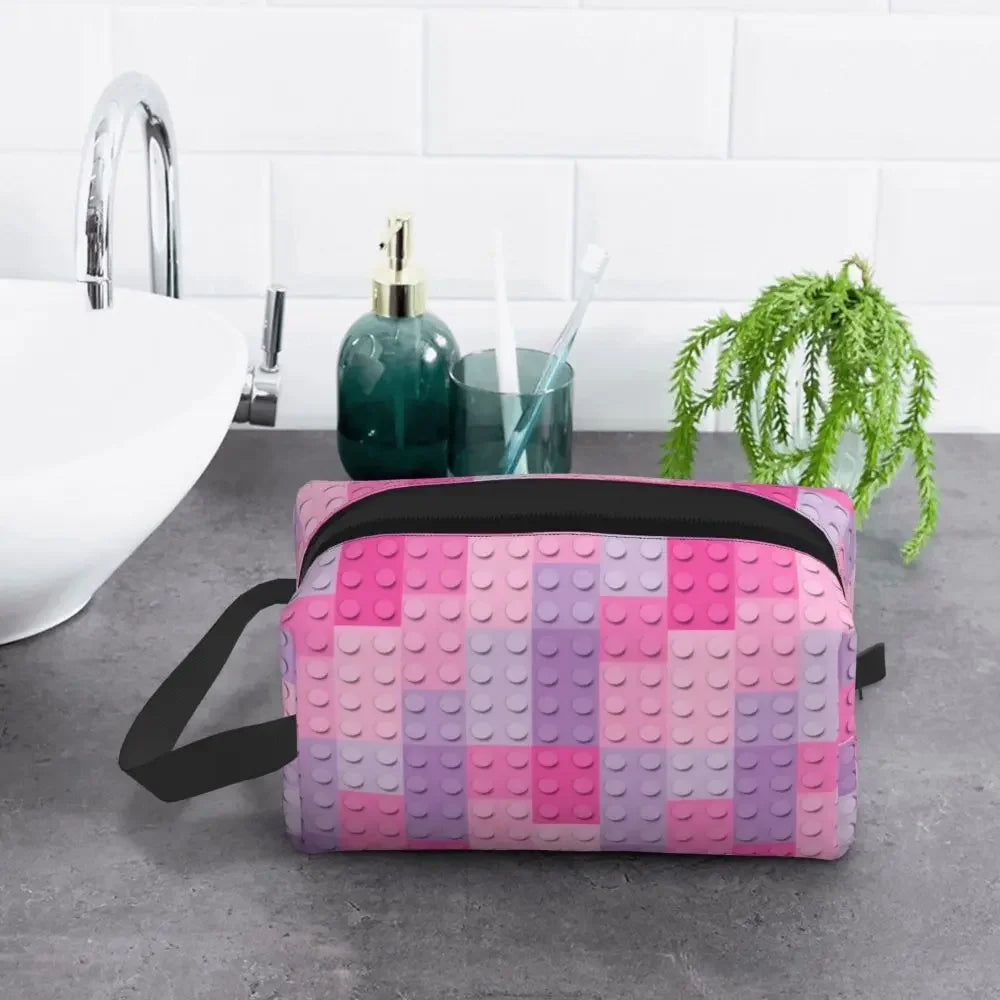 Custom Travel Plastic Toy Block Pattern Toiletry Bag 💄