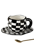 Hand Painted Ceramic Chessboard Coffee Mug Set