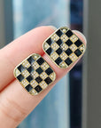Geometric Checkered Pendant Earrings