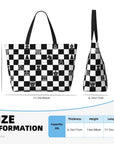 Custom Black and White Check Checkered 👜