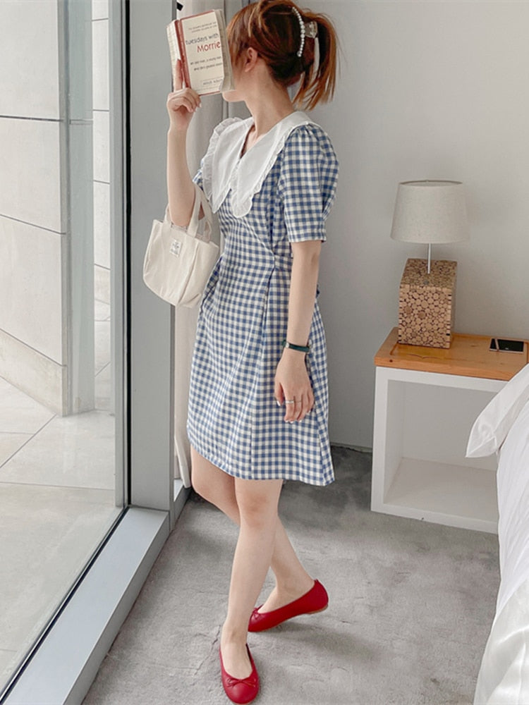 Vintage Checkered Summer Mini Dress