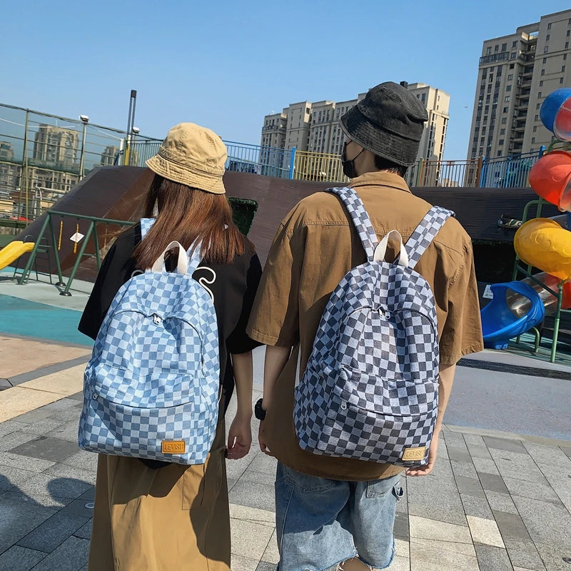 Unisex Jean Plaid Laptop Backpack 👜