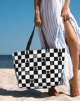 Custom Black and White Check Checkered 👜