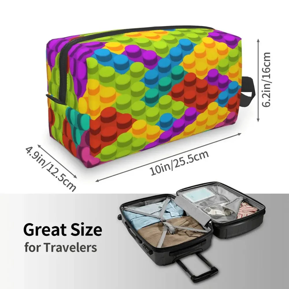 Custom Travel Plastic Toy Block Pattern Toiletry Bag 💄