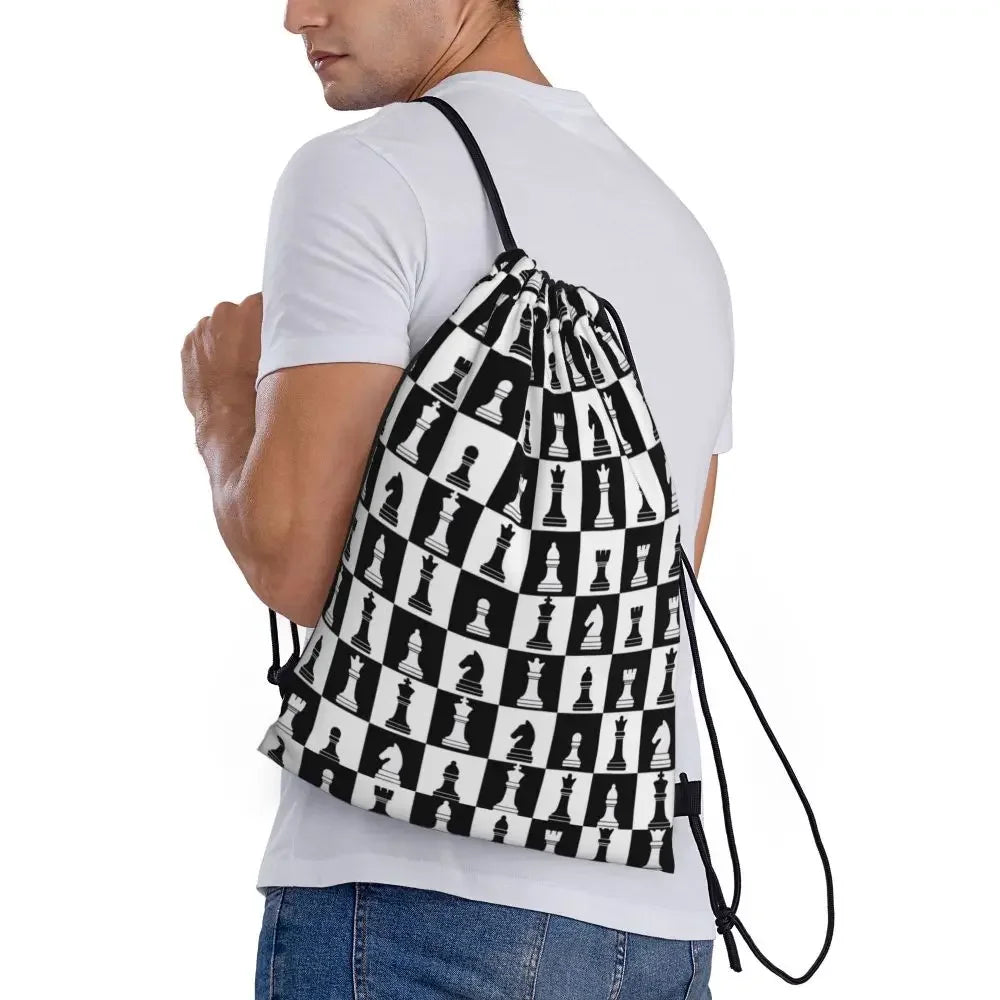 Custom Chess Drawstring Backpack 👜