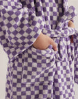 Retro Checkerboard Cotton Bathrobe