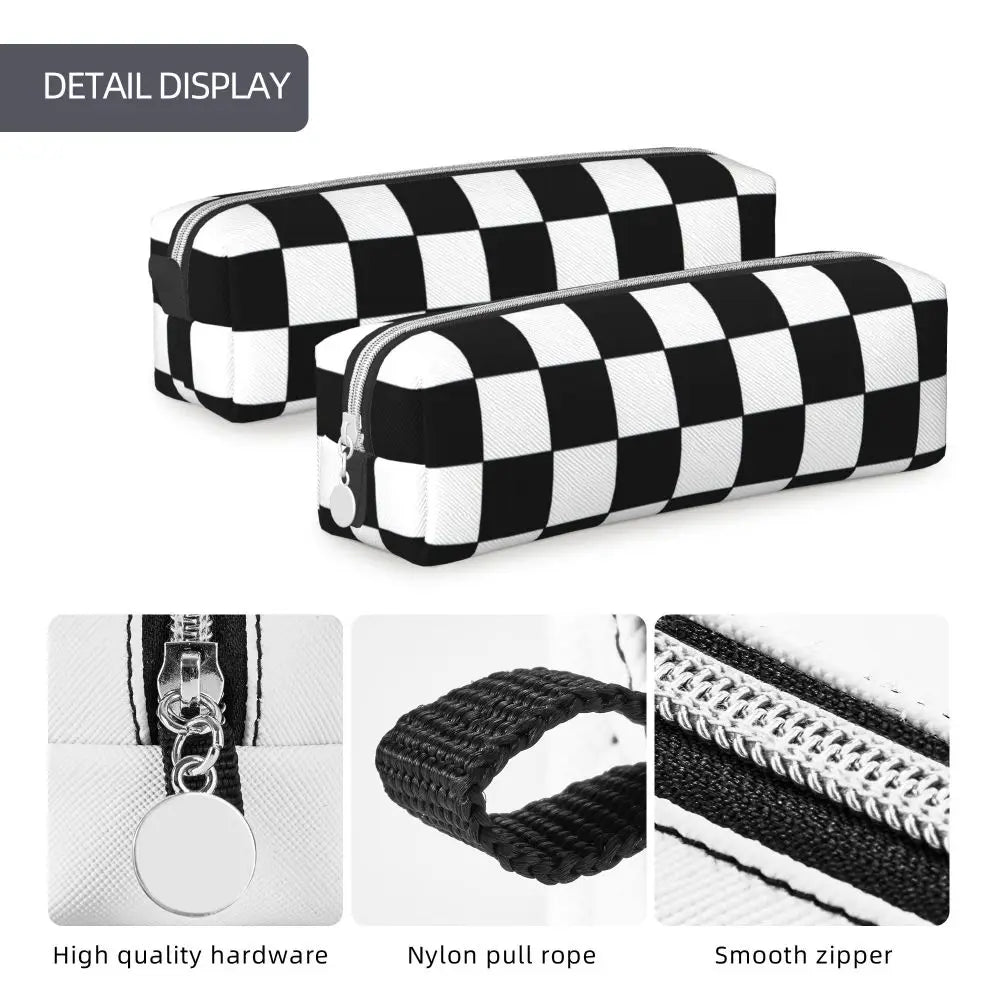 Black And White Checkerboard Pencil Case 🖊️