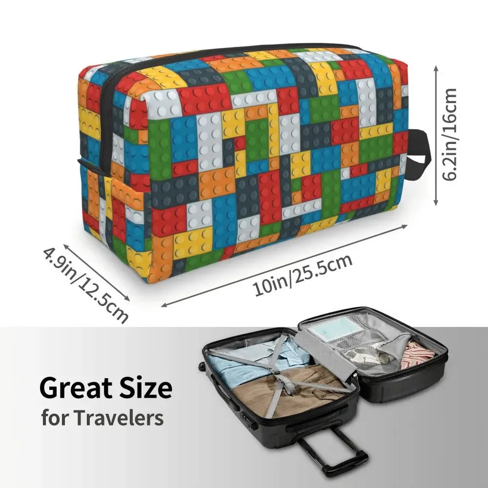 Custom Travel Plastic Toy Block Pattern Toiletry Bag 💄