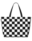 Custom Black and White Check Checkered 👜