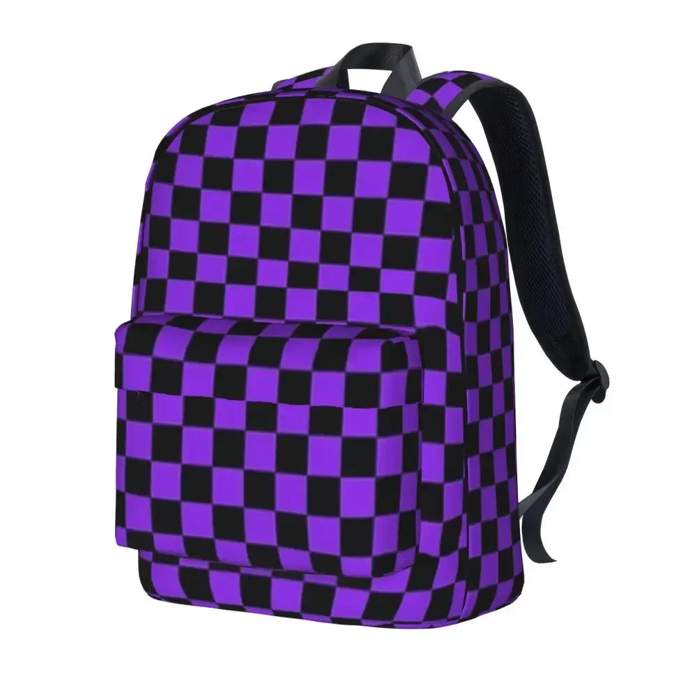 Proton Purple and Black Checkerboard Backpack 👜