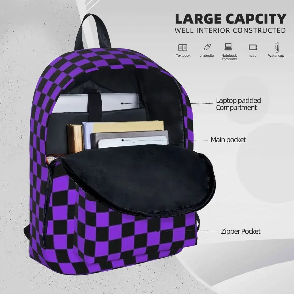 Proton Purple and Black Checkerboard Backpack 👜