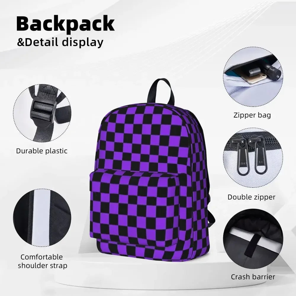 Proton Purple and Black Checkerboard Backpack 👜