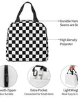 Chequered Flag Black-Min Lunch Bento Bags 👜