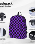 Proton Purple and Black Checkerboard Backpack 👜