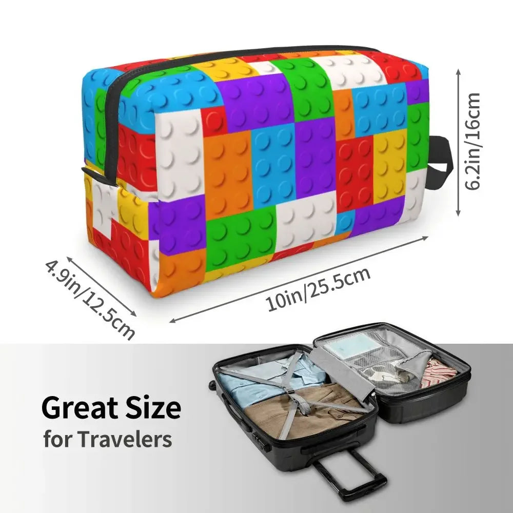 Custom Travel Plastic Toy Block Pattern Toiletry Bag 💄